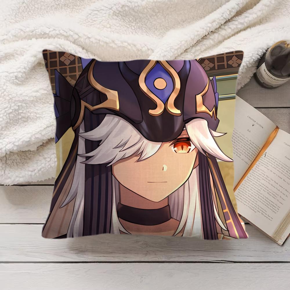 Cyno Genshin Impact Cute Cushion Cover Silky Short Plush Invisible Zipper Dustproof Sofa Pillow Case For Home Decor
