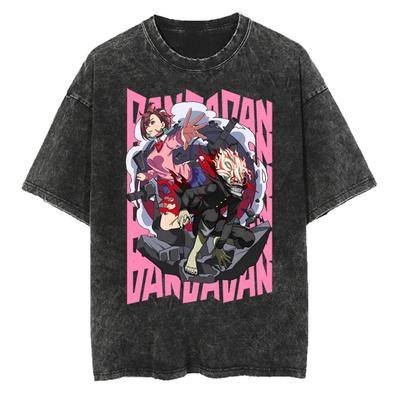 Anime Dandadan Ayase Momo Okarun Camiseta Estampada Hombre Camisetas de Algodón Lavado Camiseta Casual Oversize Harajuku Hombre Tops de Manga