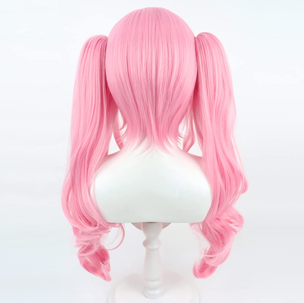 LAOBAO Cosplay Wig Mori Calliope Twin Tails Wig Pink Long Curly Heat Resistant Disguise Wig Costume Accessory Halloween Fancy Dress cosplay wig (E)