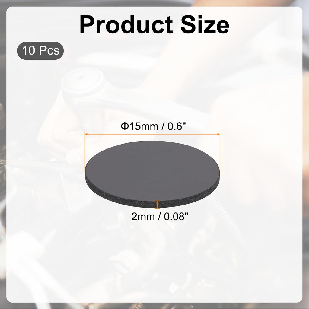 PATIKIL Anti-Vibration Pads, 0.6 x 0.8 inches (15 x 2 mm), Rubber Feet Washers,