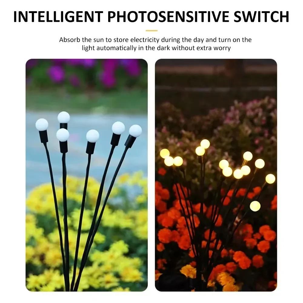 Solar Firefly Lights with 6/8/10 LEDs Starlight Swaying Garden Landscape Ambiance Lights for Patio Trail Outdoor Decor