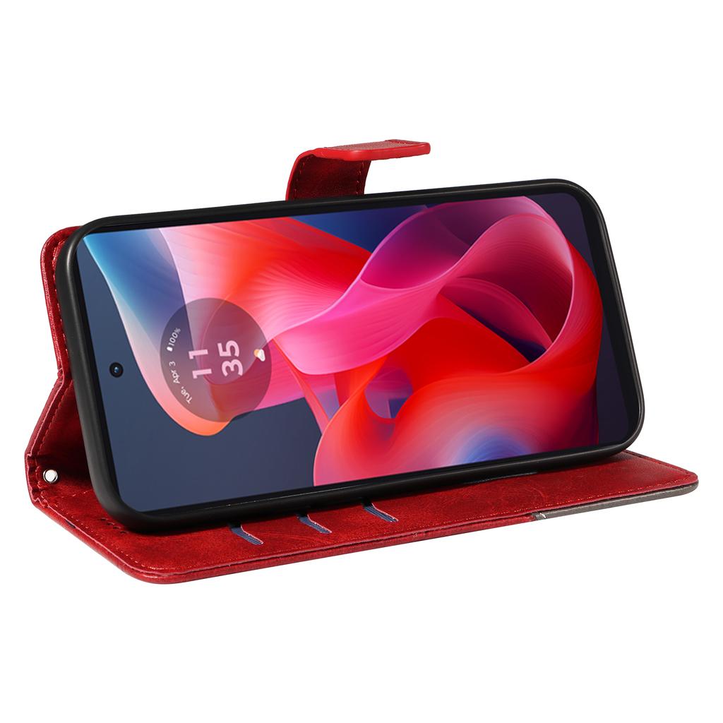 For Motorola Moto E14 4G/G04 4G/G04s 4G/G24 4G Case Card Holder Leather Phone Cover Geometric Line