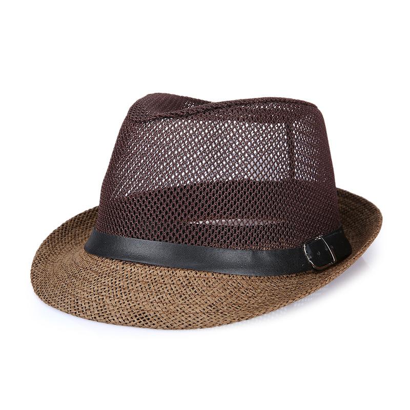 Hat Men's middle-aged and elderly summer linen sun hat Top hat Sunscreen hat Outdoor straw hat