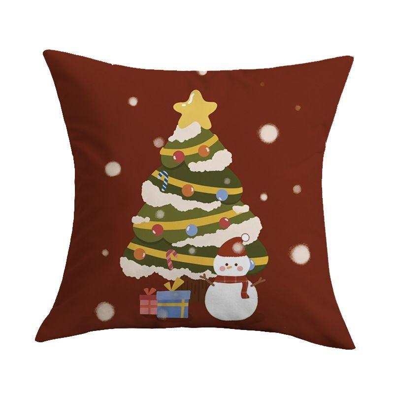 Merry Christmas Tree Throw Pillow Cover, Festive Embroidered Cushion Case for Home Decor