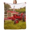 Tractors are Red Throw Blanket Machine Washable Soft Warm Blanket