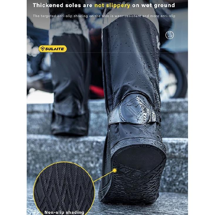 SULAITE Motorcycle Rain Boots Waterproof Shoe Cover Reflective Cycling Shoe Protection Reusable Motorcyclist Protective Gear