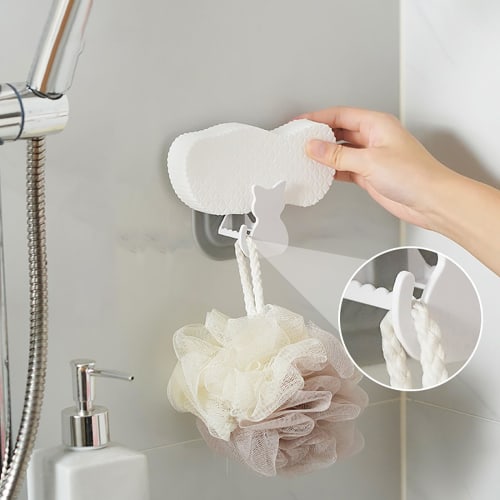 Kitchen Sponge Holder, 2PCS Cute Cat Shape Sponge Holder - Sink Addy with Quick Drying Rack for Kitchen & Bathroom Storage