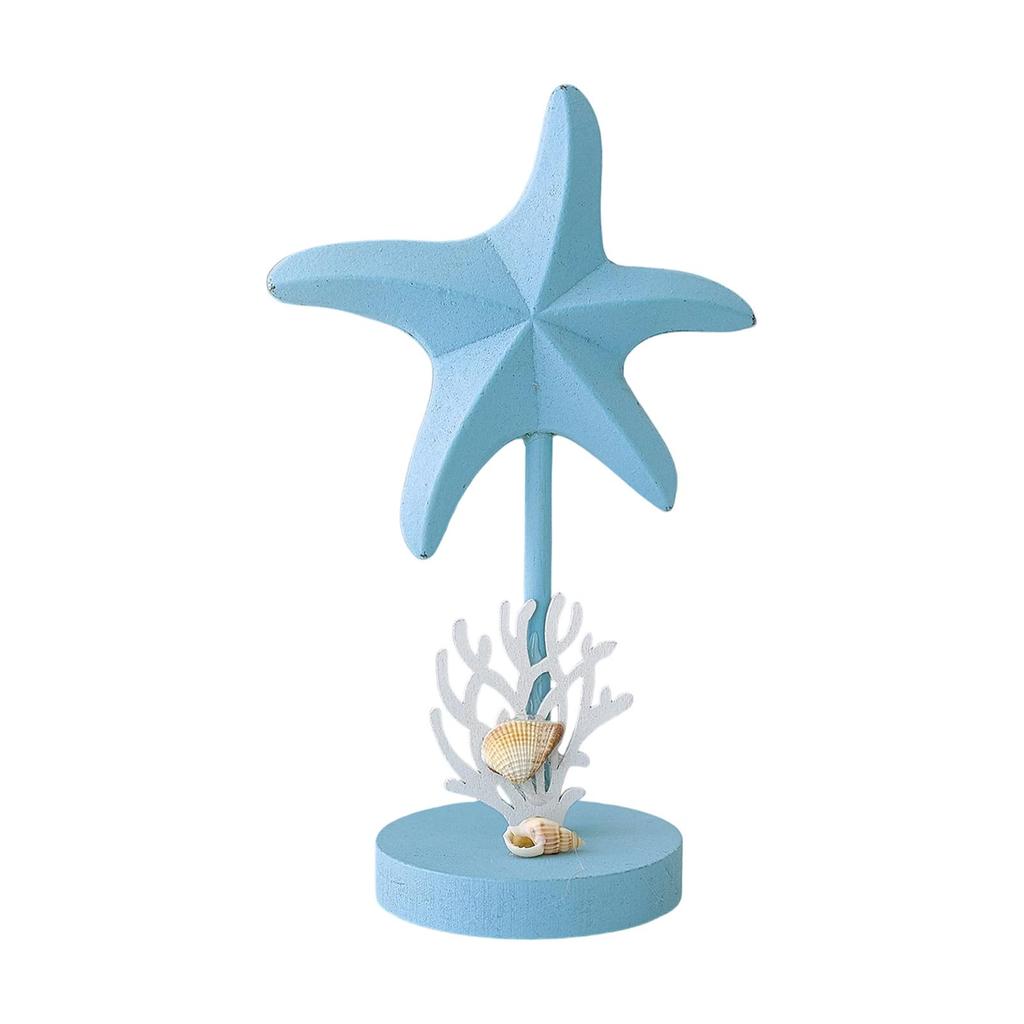 Starfish Figurine Collection Nautical Rustic, Desktop Ornament, Decorative Statue, Wood Sculpture for Bookshelf Entrance Decor