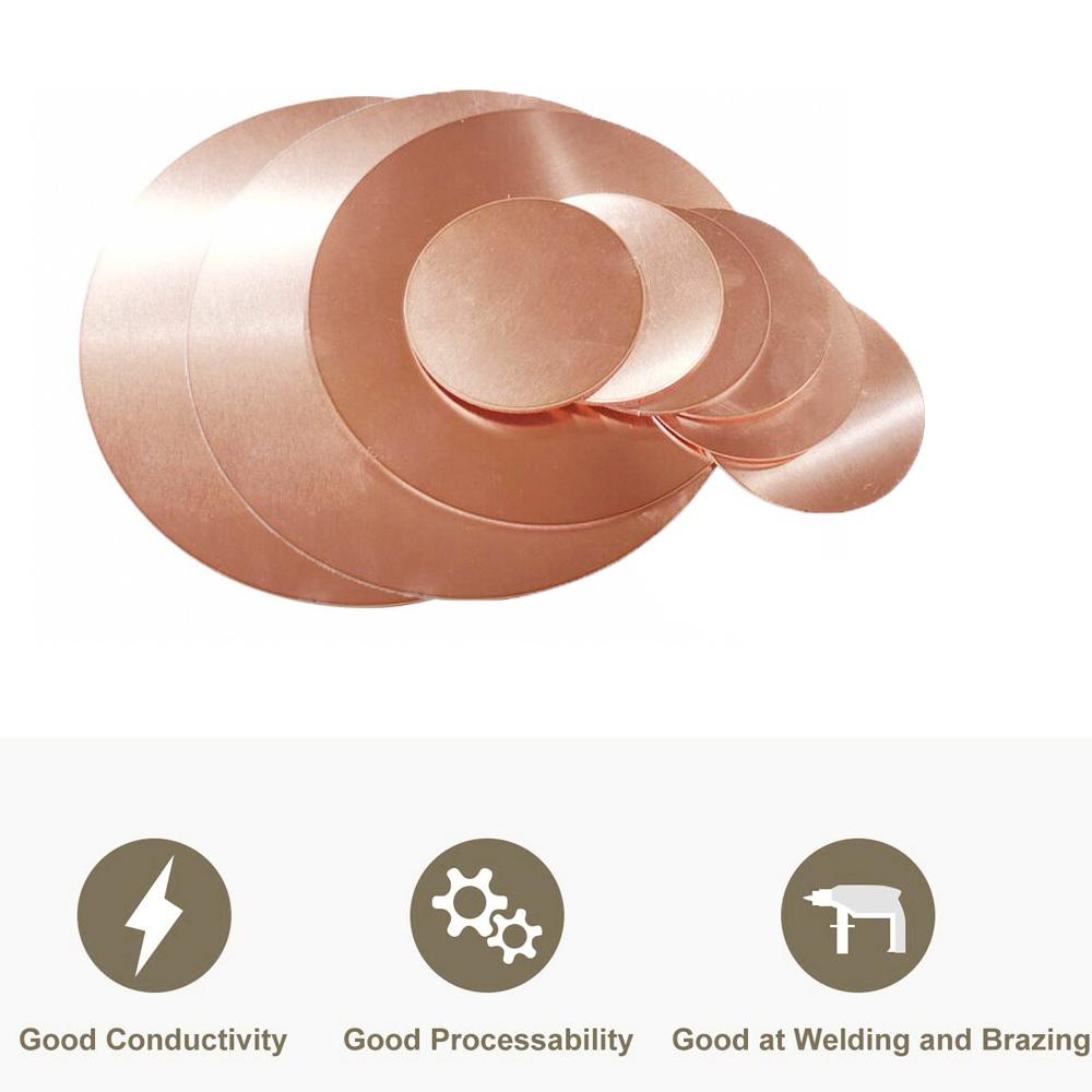 Disco de cobre puro, placa redonda, espessura 0,1mm-5mm, diâmetro 30mm 31mm 32mm 33mm 34mm 35mm-50mm