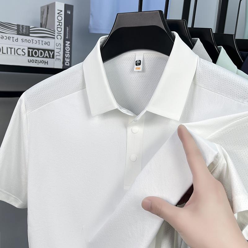 Summer 2026 Antibacterial Men s Breathable Solid Color Polo Shirt, Custom Logo Available XL белый