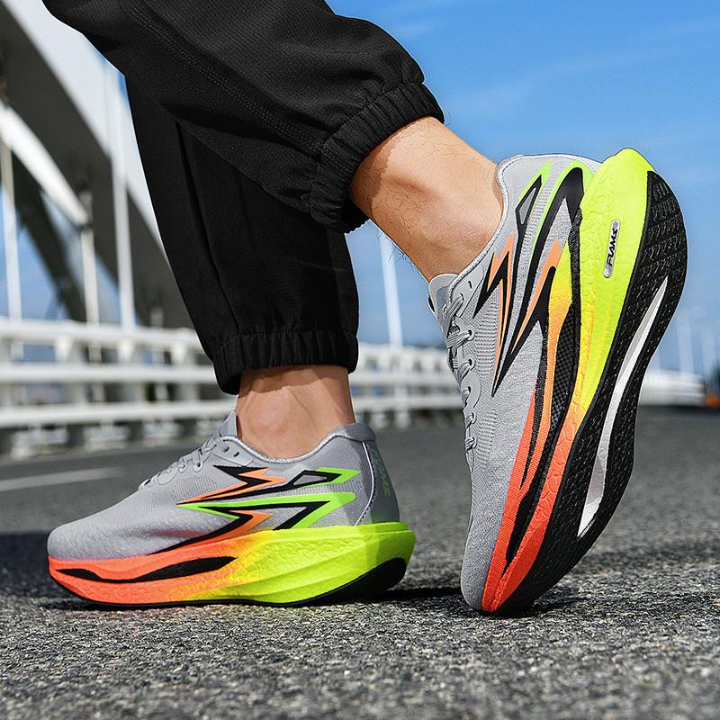 Men's Shoes Mesh Surface Breathable Deodorant Youth Sports Leisure Carbon Plate Game Shock Absorbing Running Shoes