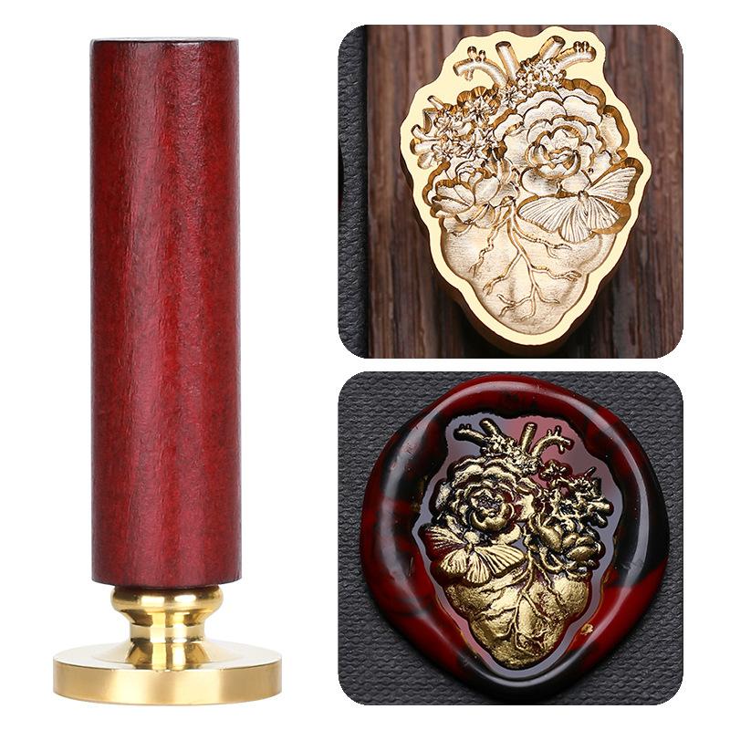 Halloween Seal Cylindrical Red Handle (handle + Brass Seal Head) Fire Lacquer Seal Set Handle Copper Head