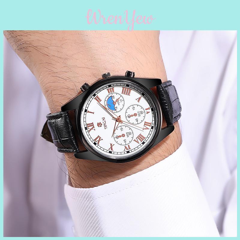 Fashionable Multi-function Non-mechanical Men's Watch With Waterproof Leather Strap