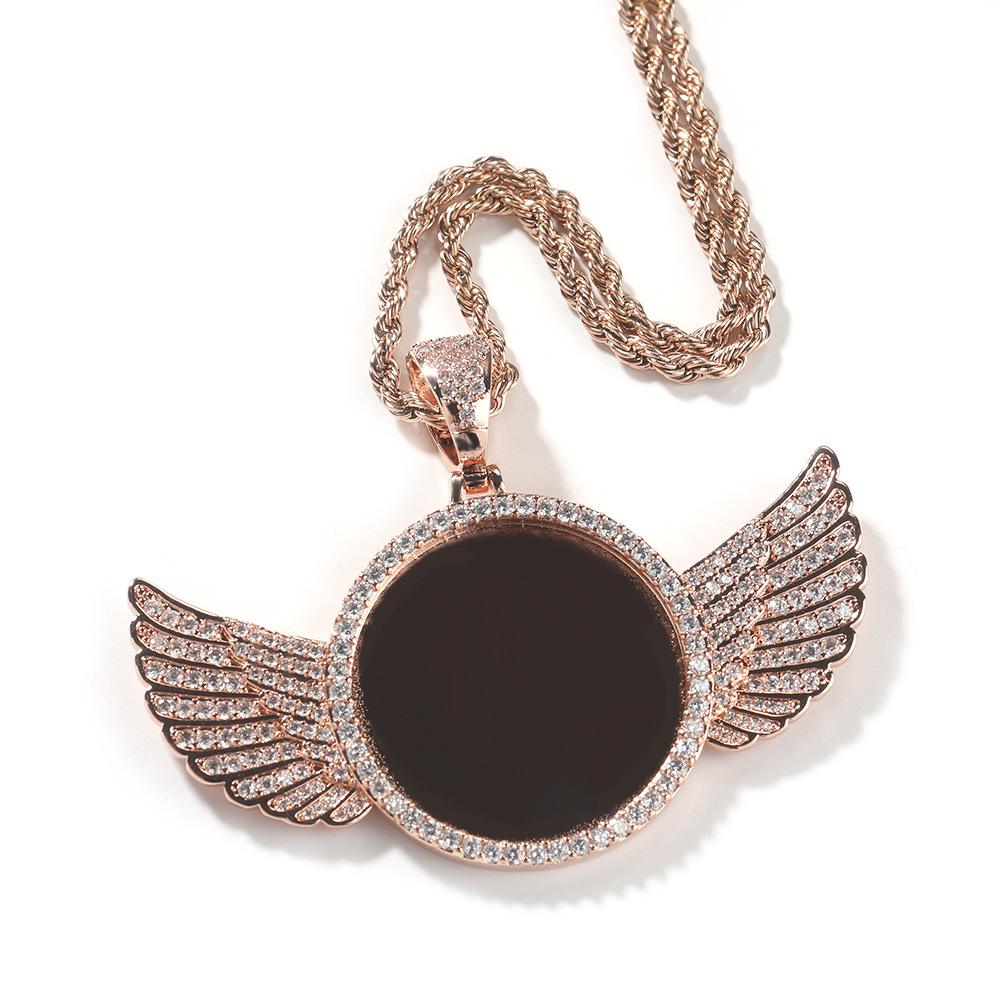 Personalized photo pendant copper inlaid zircon solid DIY creative photo necklace jewelry