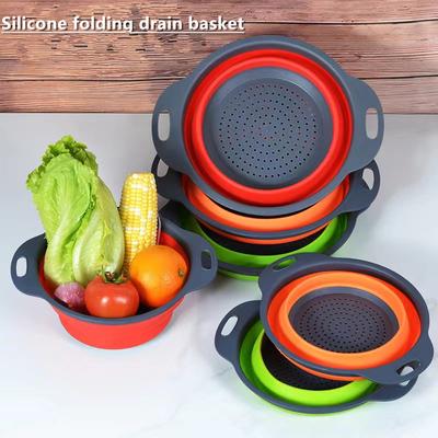 Silikon-Entwässerungskorb, Reinigungskorb für Obst und Gemüse, faltbarer Filter, Wasserfilter, faltbarer Entwässerungskorb, Aufbewahrungswerkzeug für die Küche