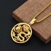 Round Chinese Style Necklace Alloy Men's Lucky Charm New Dragon Signet Pendant  Men