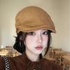 55cm to 59cm Vintage Beret Hat Suede Earflap Cap Artistic Hat Retro Newsboy Cap  Outdoor Activities