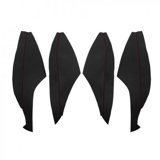 4* Black+Red Inner Door Panel Armrest Leather Cover Skin For Toyota Corolla