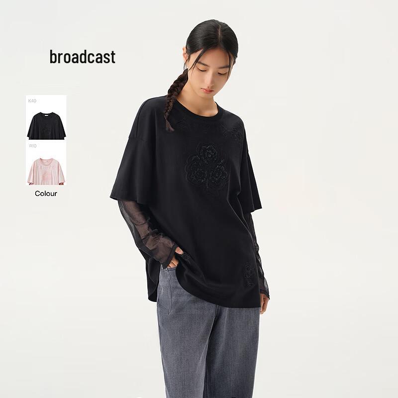

Broadcast Women s Printed Patchwork Long-Sleeve T-Shirt M