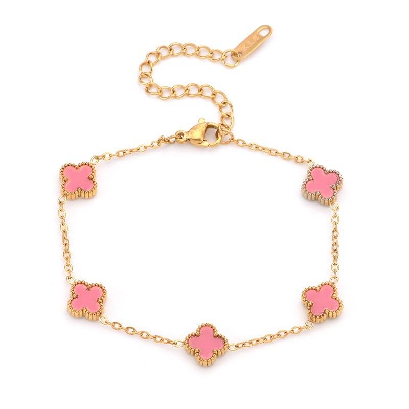 9MM Four-Leaf Clover Women's Bracelet Lucky Four-Leaf Clover Popular Influencer Style Fashionable Titanium Steel Non-Fading Bracelet