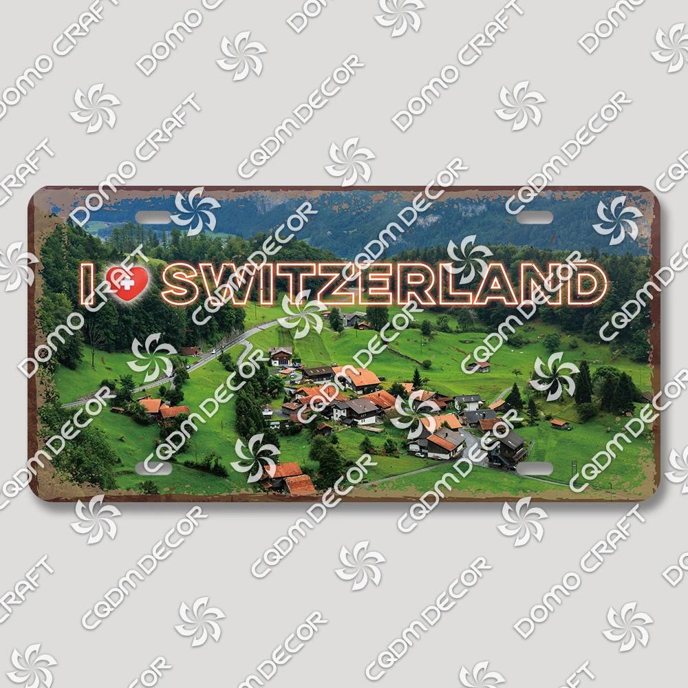 I Love Switzerland Poster License Plates Retro Alps Geneva Zurich Scenery Metal Tin Sign Cafe Living Room Home Wall Decor