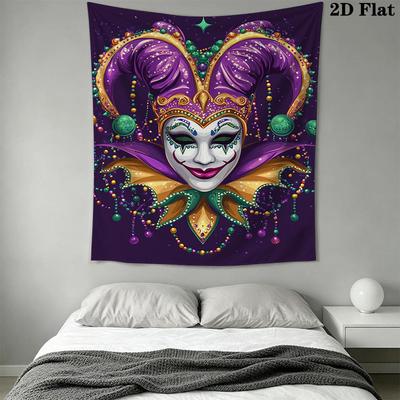 Purple Clown Mask Pattern Home Decor Tapestry, Wall Hanging, Decorative RV Wall Cloth.MGT0918301