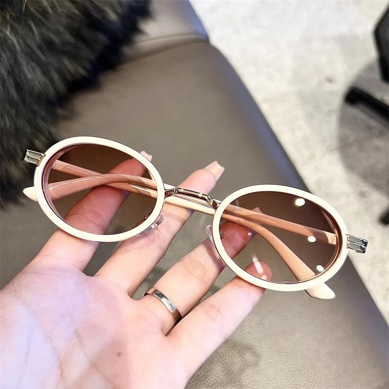 Punk Women Men Sun Glasses Fashion Ins Small Oval Frame Sun Shades Eyeglasses Ladies Outdoor Plain Sunglasses