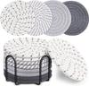 8-Piece Set Absorbent Coasters for Drinks, Minimalist Cotton Woven Coasters Coffee Table Decor Boho Cute Cup Coasters