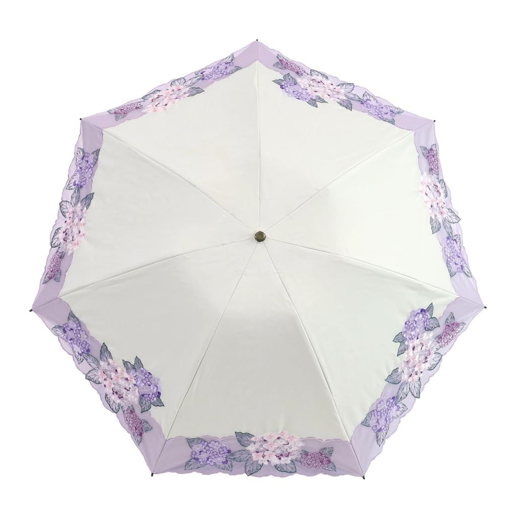 Chinoiserie Modern Folding Parasol for Grade 1 Light UV Suitable for Sun and Cutwork Hydrangea Embroidery Women, Blocking, Protection, Rain,