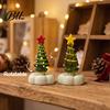 Crystal Holiday Decor Handmade Glass Christmas Tree Ornament with Star Top And Colorful Bead Details, Figurine Desktop Rotating for Home Tabletop