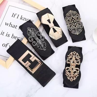 Manufacturers Sell Women Elastic Elastic Waist Seal Four Seasons Casual Korean Version Decorative Buckle Dress Wide Belt
