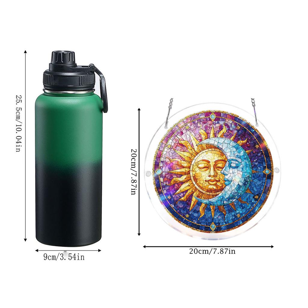Acrylic Suncatcher Window Hanging Decorative Ornament with Peacock Design Round Shape for Home Office Indoor Outdoor Use