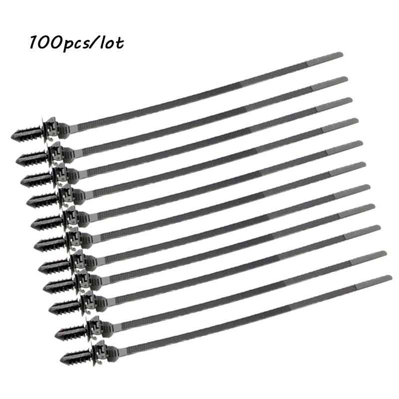 100Pcs Fit For All Cars Mount  Tie Clip Releasable Nylon Tie Wrap Cable Fastening Clips Self-Locking Plastic Zip Tie Fasten