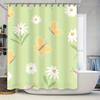 Green Shower Curtain with Butterfly Print Waterproof Fabric Decorative Bath Hanging Liner Home Decor Bathroom Accessories Small