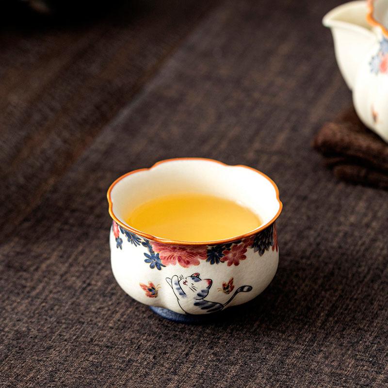 Personal Scent Sniffing Master Cup Rock Porcelain Cat Design for Gongfu Tea Ceremony Cozy Home Use Gift Idea