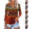 Women's Fashion Casual Printing Button-down Shirt 3/4 Long Sleeve Tops