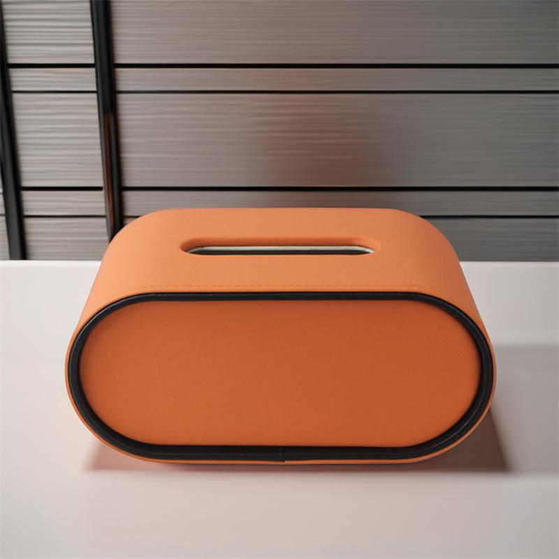 Papírová krabička Lehký luxus High-end Obývací pokoj Kreativní oválná kožená krabička na kapesníky Ložnice Stolní úložný box na ubrousky