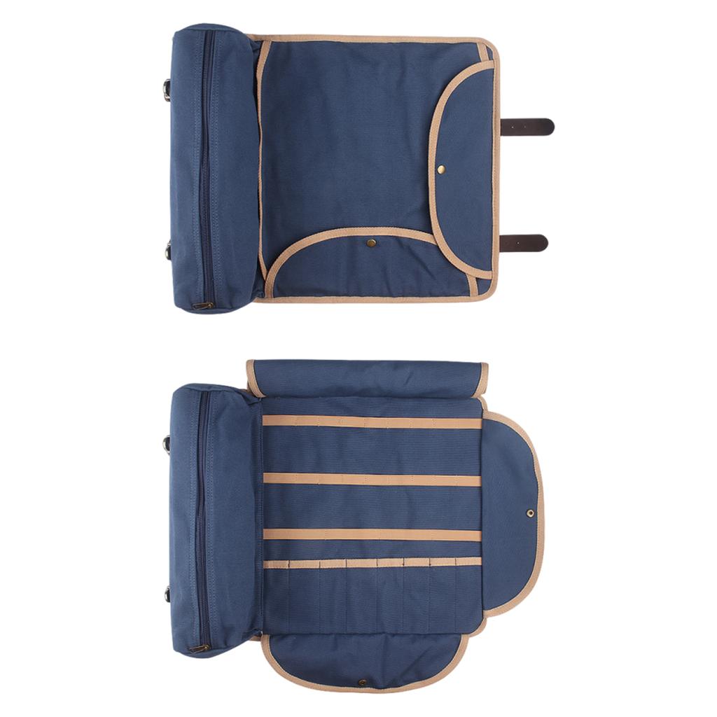 Portable Bar Canvas Tool Bag (Without Tools) with Shoulder Strap Roll Up Traveling Bar Bag for Carrying Cocktail Shaker Set
