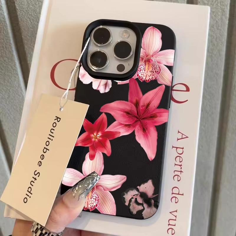 Lychee Pattern Fashion Lily Flower Art Design Phone Case For iPhone 17 Pro Max 16 15 14 11 13 12 11 Pro 16E 17Air XR Soft Cover