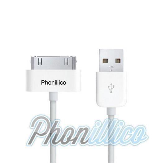 USB Cable - Phonillico® - Compatible iPad 2/3/4 - Color White - High Quality - Durable