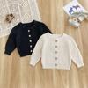 Baby Boy Girl Cardigan Sweater 100% Cotton Knit Outerwear Toddler 1-3 Years A-Class Safety Plain Color