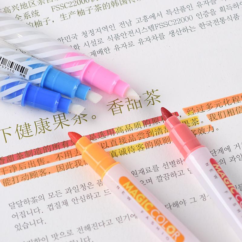 Kawai Stationery Magic Changing DIY Painting Pen Double Headed 12 Color Set Fluorescent Painted Pen Hand Account Lovely Supplies