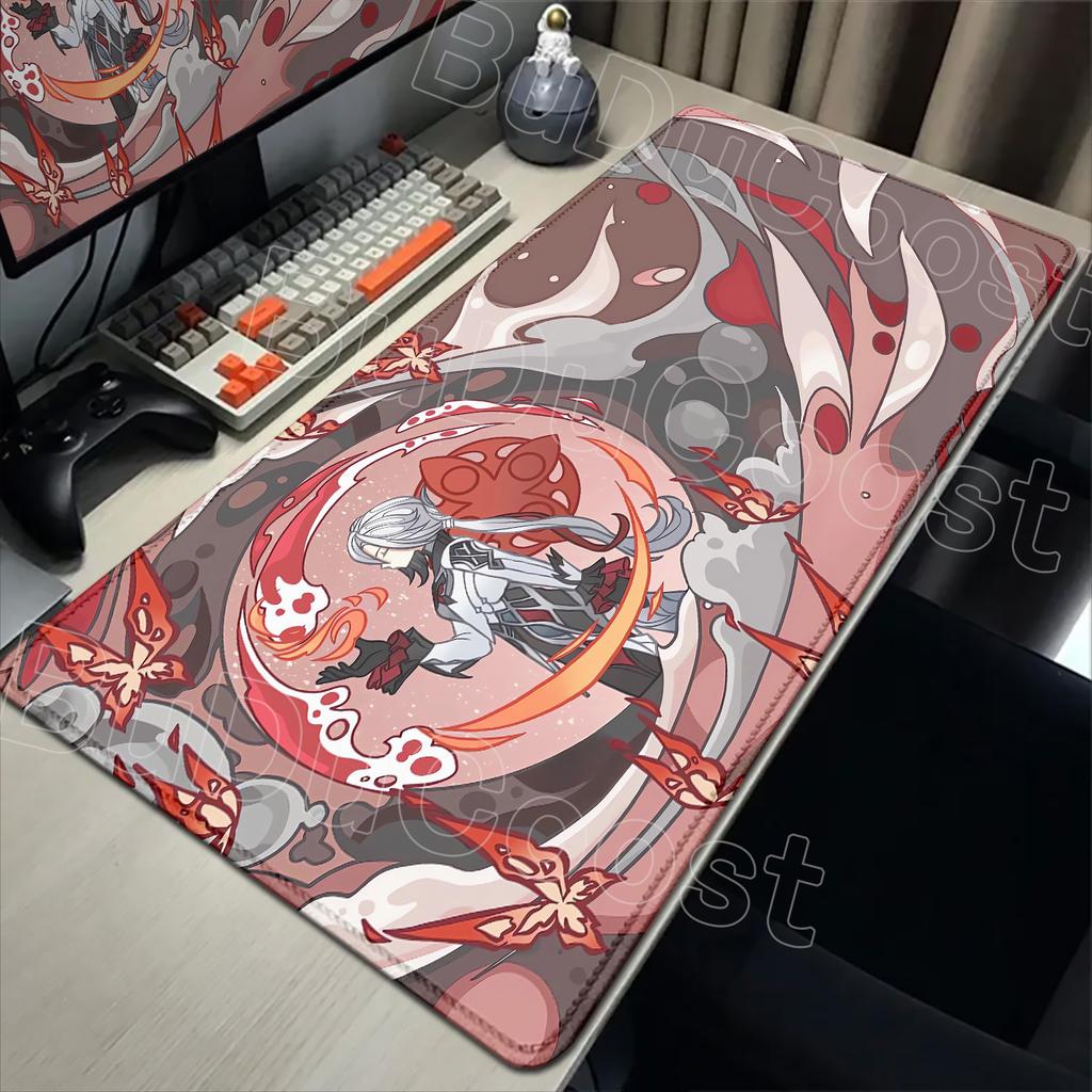 New Cool Wallpaper Genshin Impact Arlecchino Mousepad PC Laptop Gaming Accessories Mousepad Desk Mat Computer Gamer Keyboard Rug