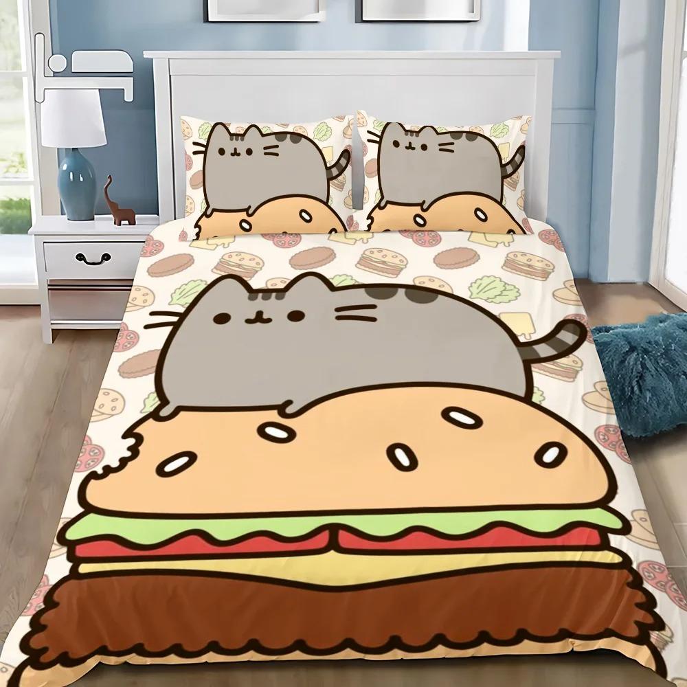 Exquisite cute Print Duvet Cover Set Bedding Set P-Pus-heens Cat Single Double King Size For Kids Boy Girl Bedroom Decor 2/3pcs
