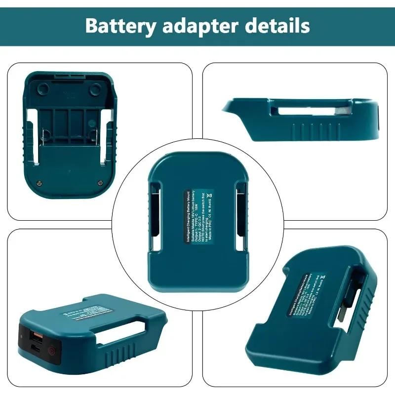 Charger Adapter For Makita For Dewalt For Milwaukee 18V 20V Li-ion With USB Type-C Battery Holder Fast Charging