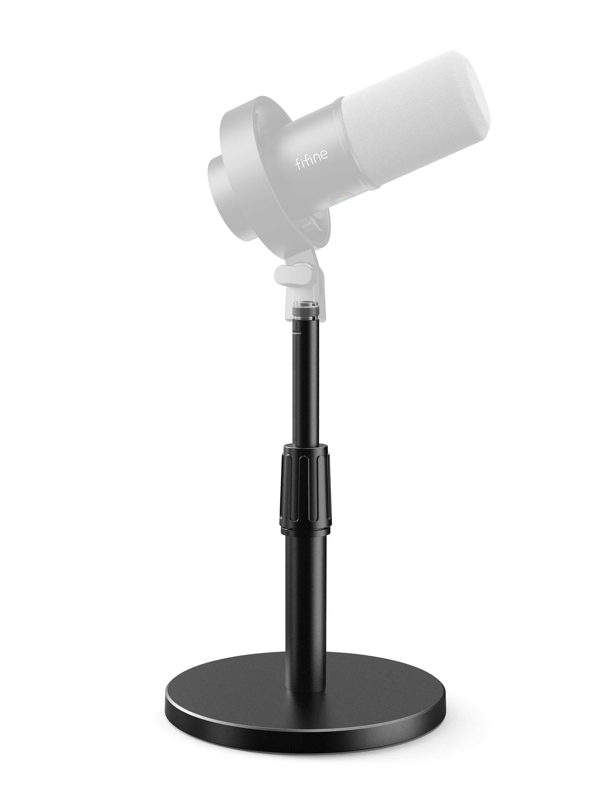 

FIFINE Microphone Stand, Desktop Stand, Height Adjustable, Microphone Compatible, All-Medal Construction, 3/8″ & 5/8″ Screw Compatible, Round Base, 14