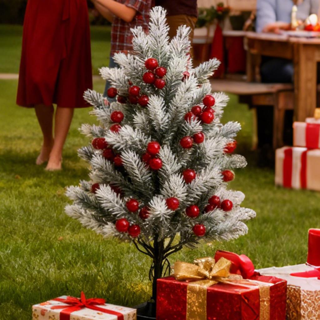 22,4 inch Cederboom Realistische Kerstversieringen met Paal Nep Buitenbomen Voordeurdecoratie voor Tuin Gazon Patio Veranda