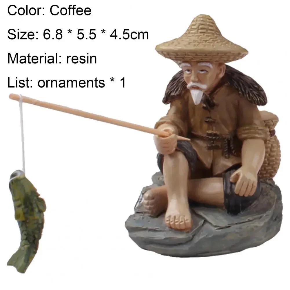 2025 Fisherman The Fish Tank Decoration Mini Fish Tank Aquarium Rockery Home Decor Old Man Fishing Dollhouse Ornaments Drop Ship