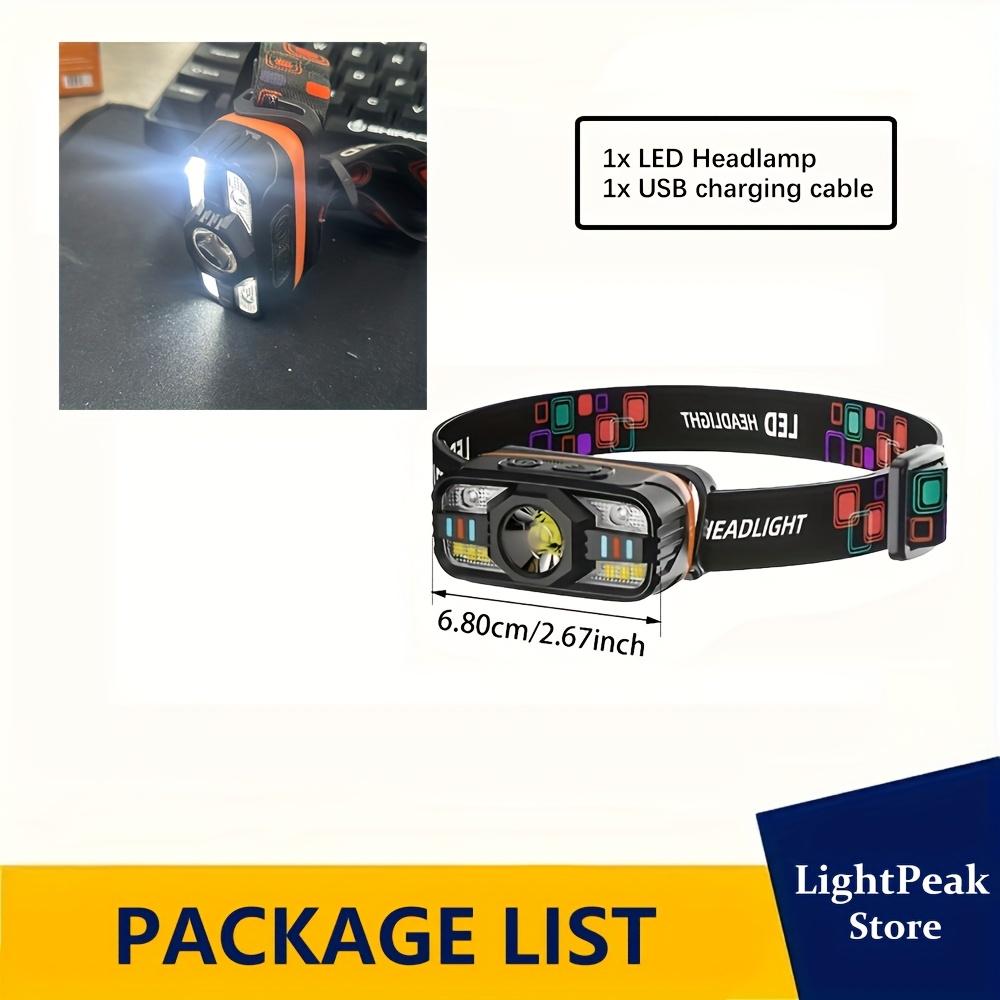 Motion Sensor LED Headlight, Rechargeable,6 Modes Portable Headlight,adjustable Lamp Head,running,camping, Barbecue,fishing,emergency Lighting