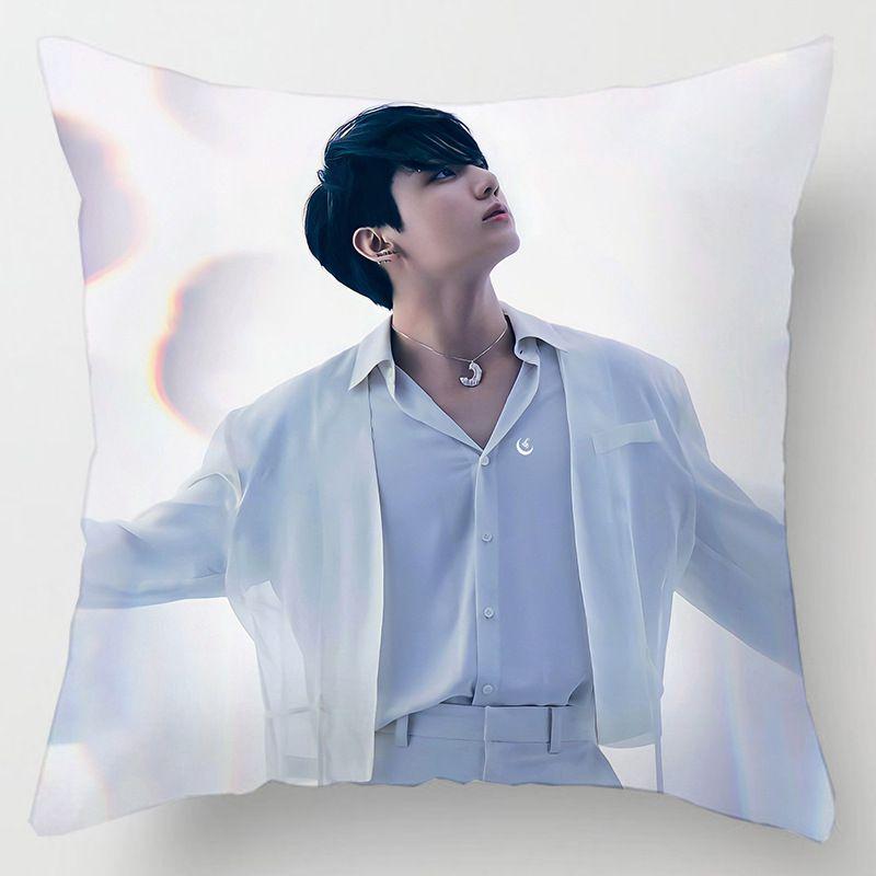 Kpop 18in Bts Bangtan Boys Cushion Cover Decorative Soft Pillow Case Peach Skin